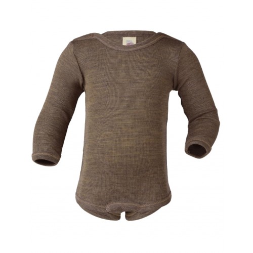 Body Med Lange ærmer   Merino Uld Og Silke 62 68 Walnut