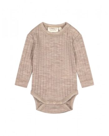 Body Med Rund Hals Og Knapper  Dropneedle    100  Merino Uld  Oeko-texâ  Beige Melange 56