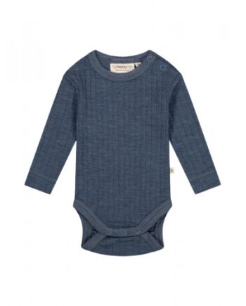 Body Med Rund Hals Og Knapper  Dropneedle    100  Merino Uld  Oeko-texâ  Blue Melange 56