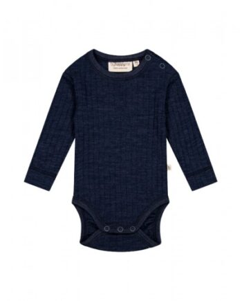 Body Med Rund Hals Og Knapper  Dropneedle    100  Merino Uld  Oeko-texâ  Navy Melange 56