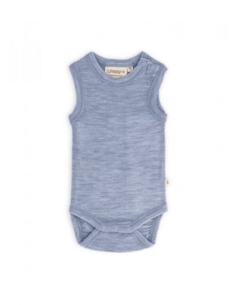 Body Uden ærmer Og Knaplukning Over Den Ene Skulder Til Baby   100  økologisk Merino Uld 56 Light Blue Melange