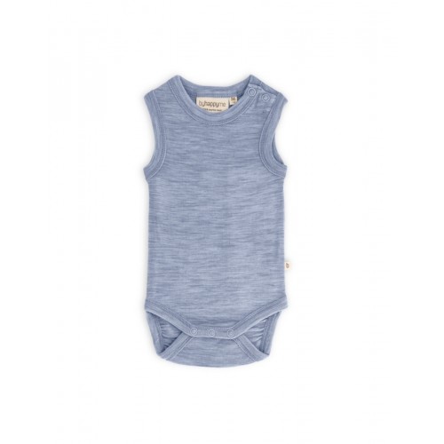 Body Uden ærmer Og Knaplukning Over Den Ene Skulder Til Baby   100  økologisk Merino Uld 56 Light Blue Melange