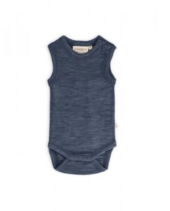 Body Uden ærmer Og Knaplukning Over Den Ene Skulder Til Baby   100  økologisk Merino Uld Navy Melange 56