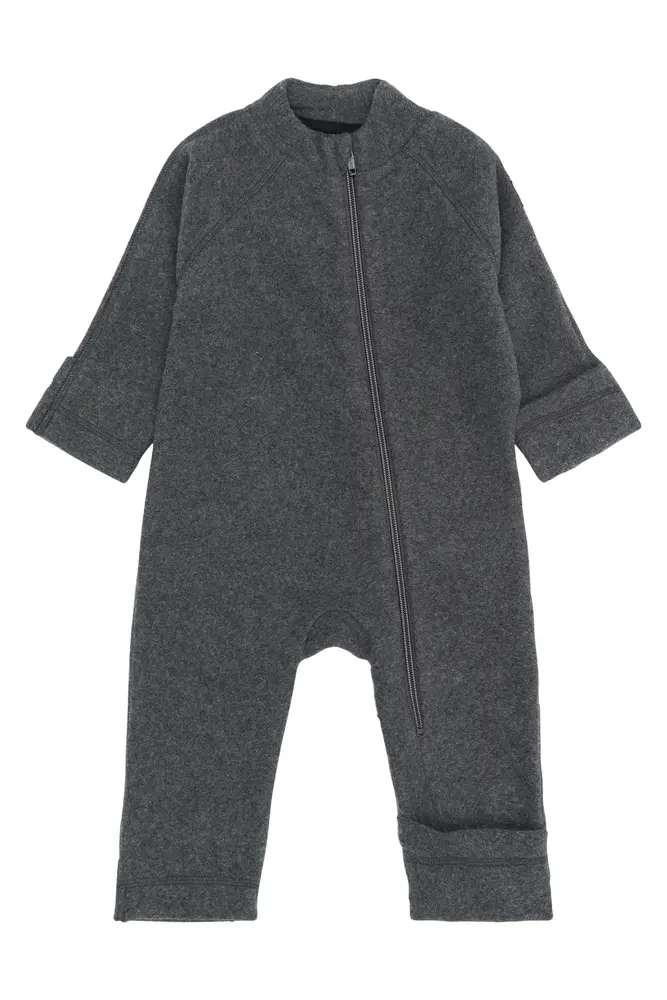 Bomuld Fleece Baby Dragt Anthracite Melange 62