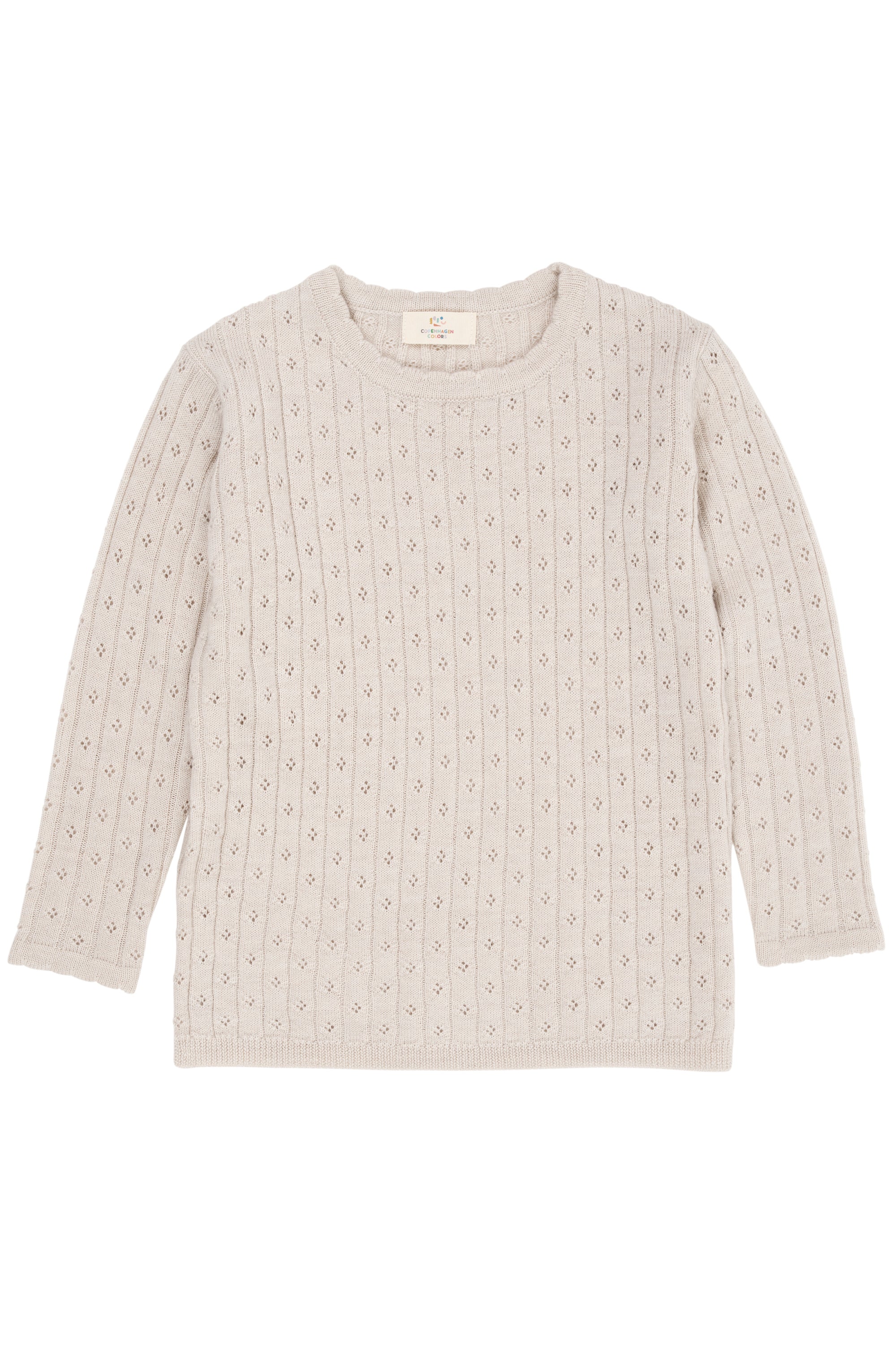 Copenhagen Colors Merino Classic Pointelle Blouse Pale Cream Melange 86 Cm