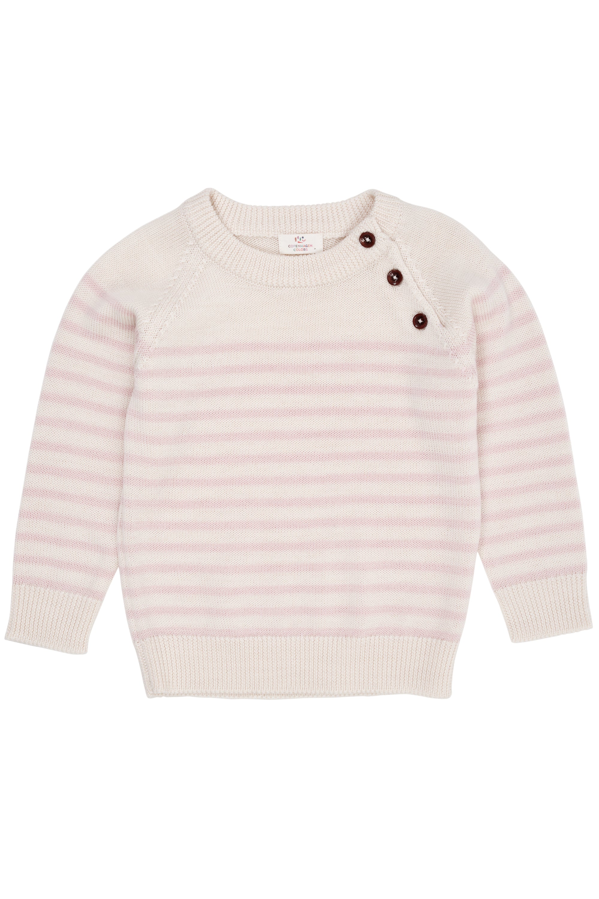 Copenhagen Colors Merino Classic Striped Pullover Cream Dusty Rose 86 Cm