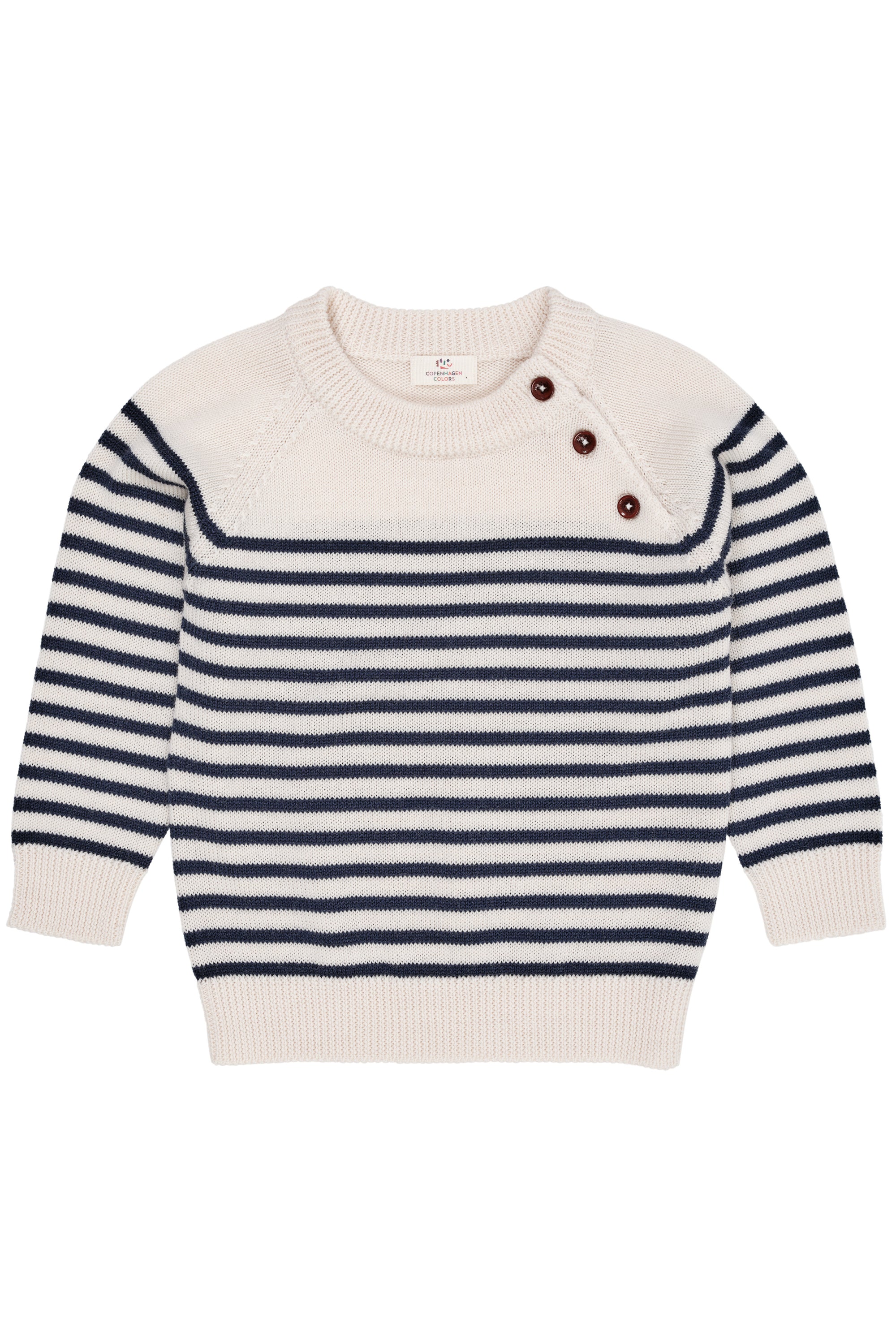 Copenhagen Colors Merino Classic Striped Pullover Cream Navy 86 Cm