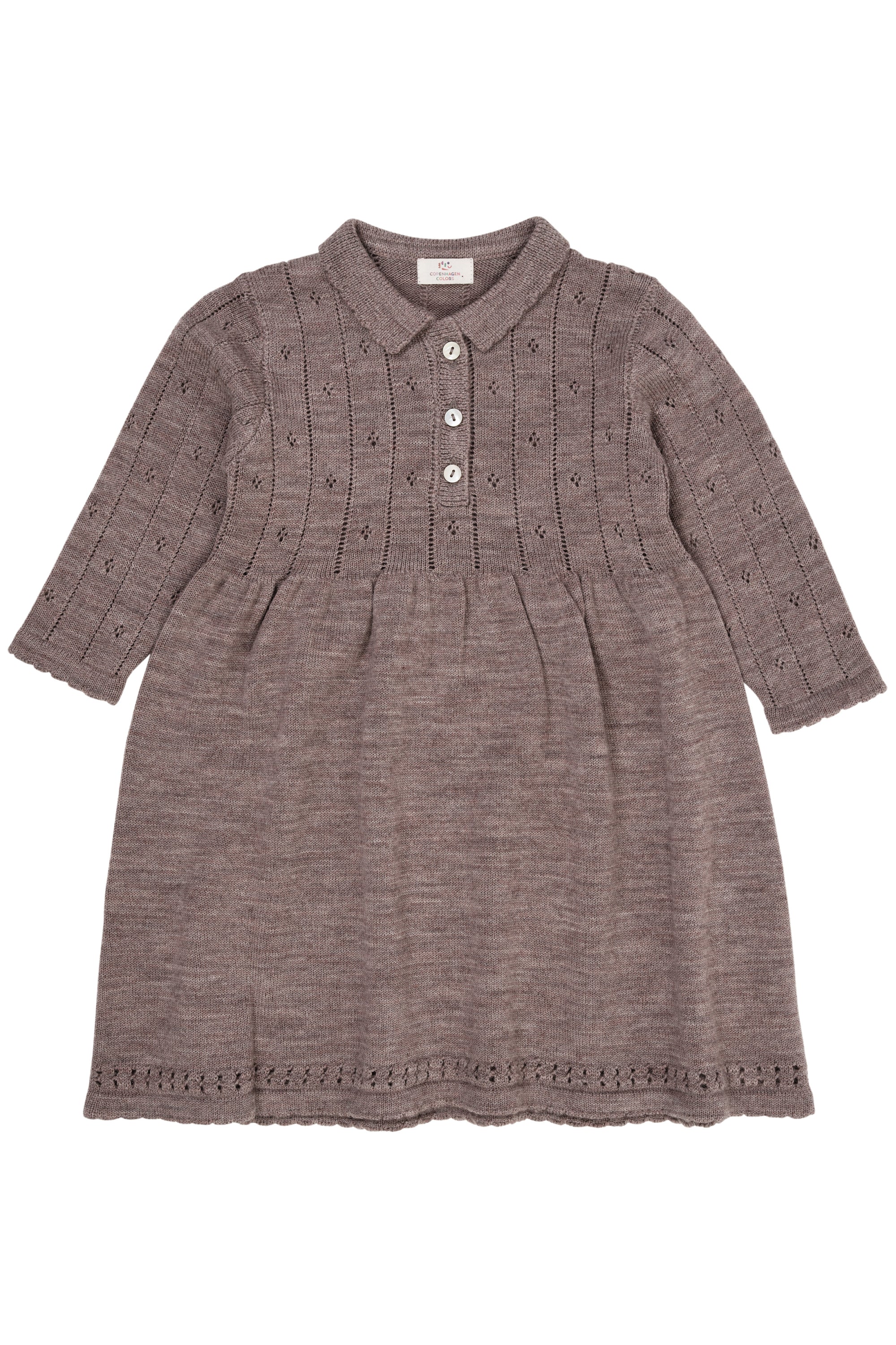 Copenhagen Colors Merino Pointelle Dress    Collar Natutal Melange 92 Cm