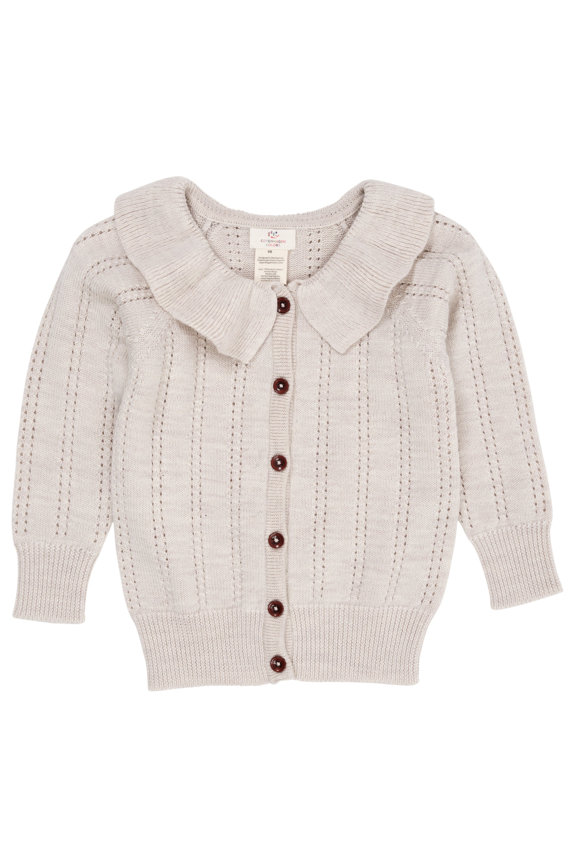 Copenhagen Colors Strik Cardigan Pale Cream Melange 92 Cm