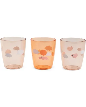 Done By Deer Yummy Mini Glas   Stk Happy Clouds Papaya