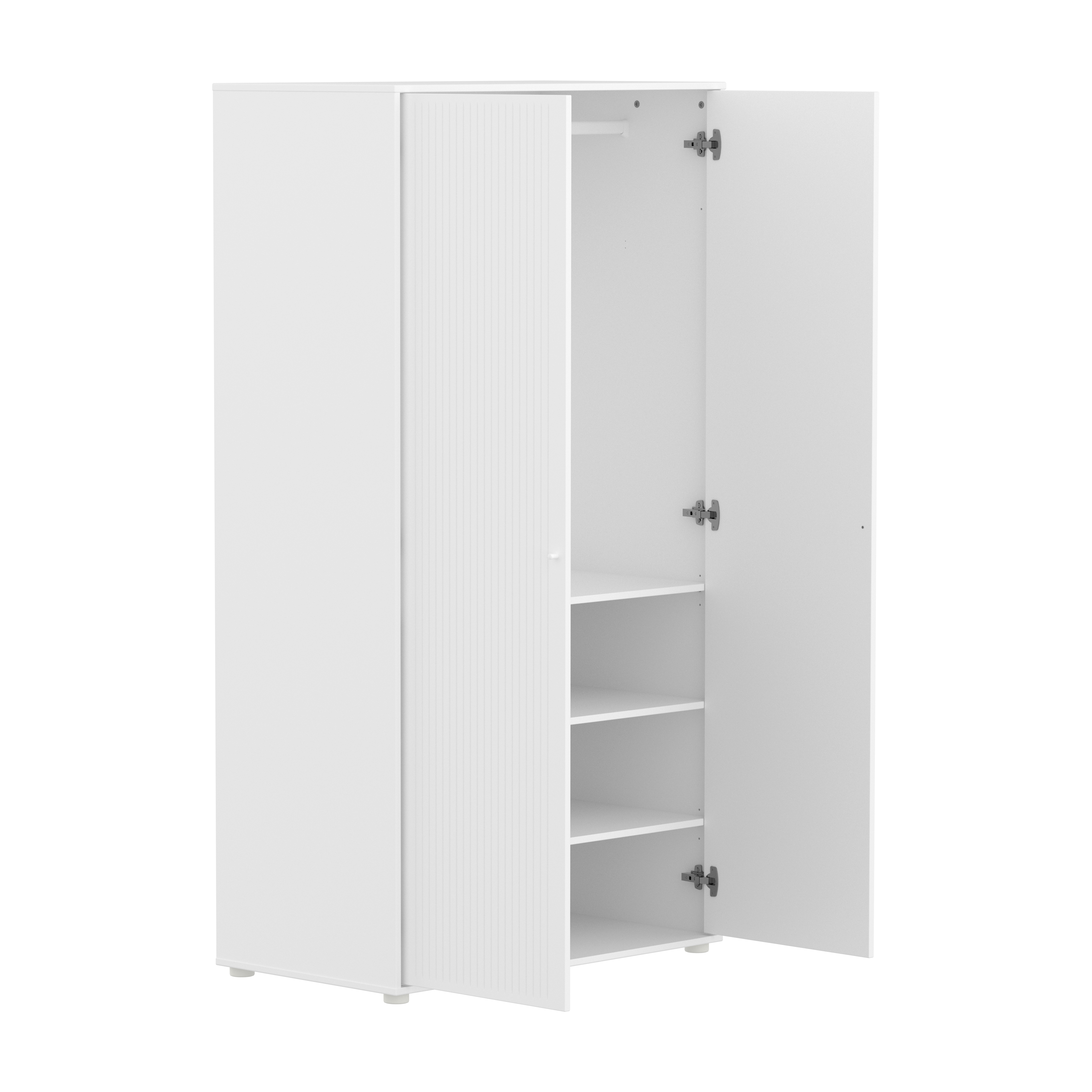 Flexa Saga Garderobeskab 200x100x55 Hvid Riller Hvide Ben Og Greb
