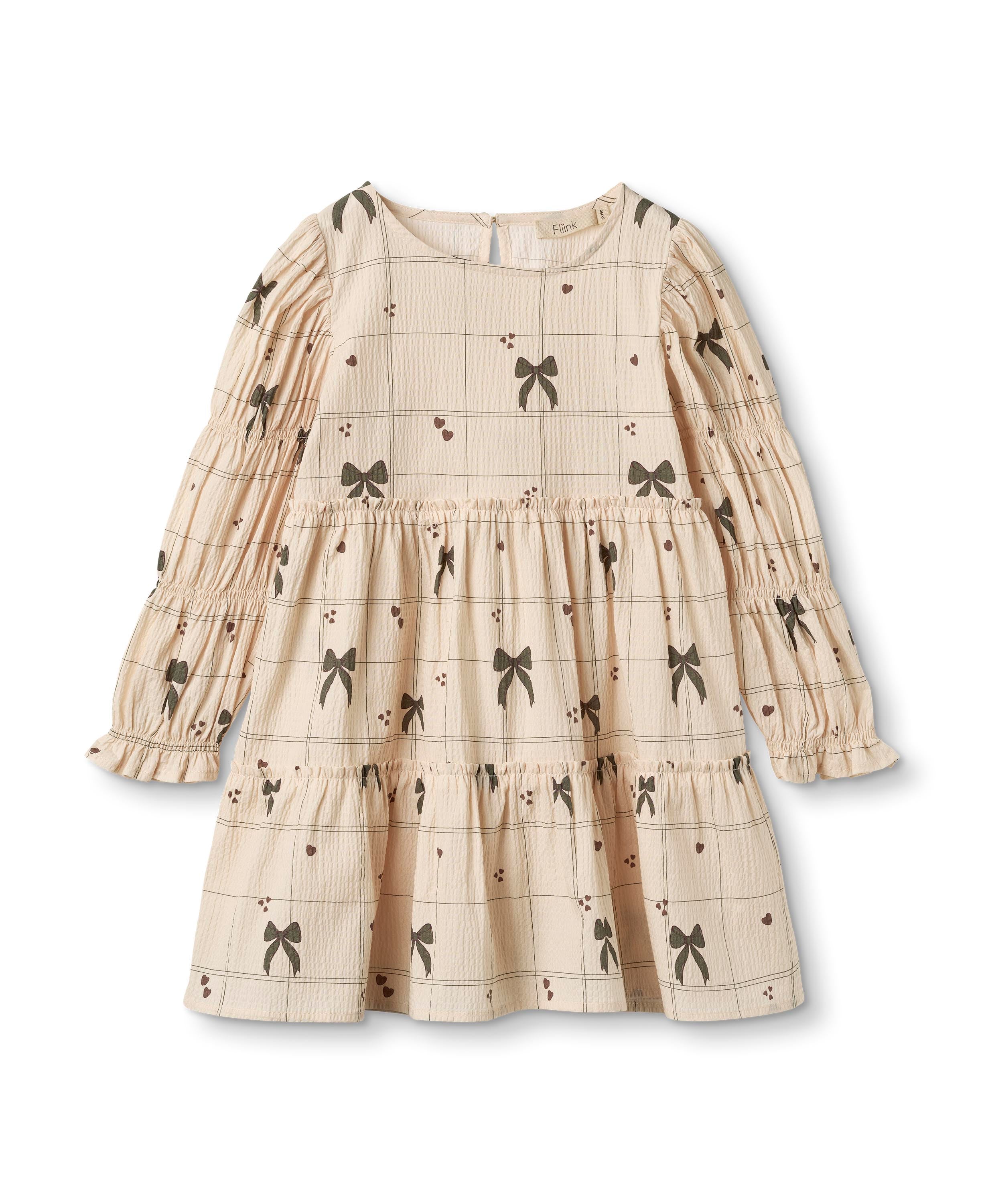Fliink Bow Ls Dress Sandshell 80 Cm