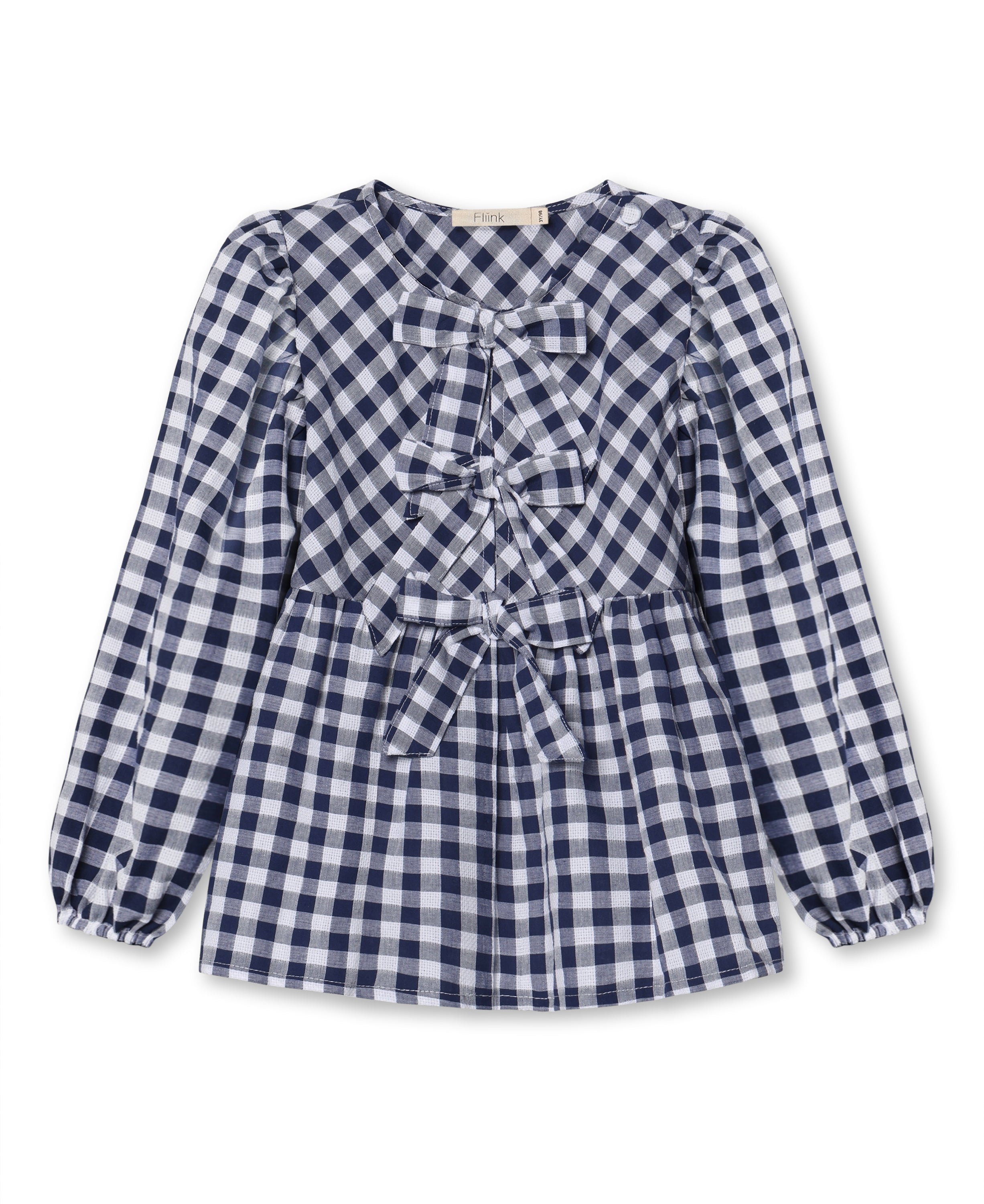 Fliink Zorro Ls Blouse  Insignia Sandshell Check 86 Cm