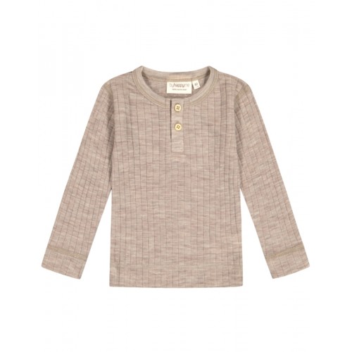 Granddad -shirt Med Lange ærmer Dropneedle-strik 100 Merino Uld Oeko-texâ Beige Melange 80
