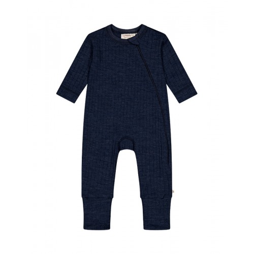 Heldragt 100 Merino Uld Med Lynlås Og Dropneedle-struktur Oeko-texâ Navy Melange 56