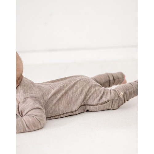 Heldragt 100 økologisk Merino Uld Med Lynlås Siden Til Baby Beige Melange 56