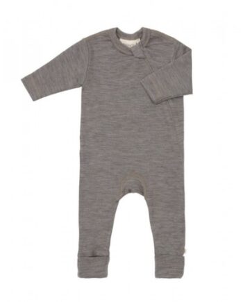 Heldragt   100  økologisk Merino Uld Med Lynlås   Siden Til Baby Light Brown Melange 56