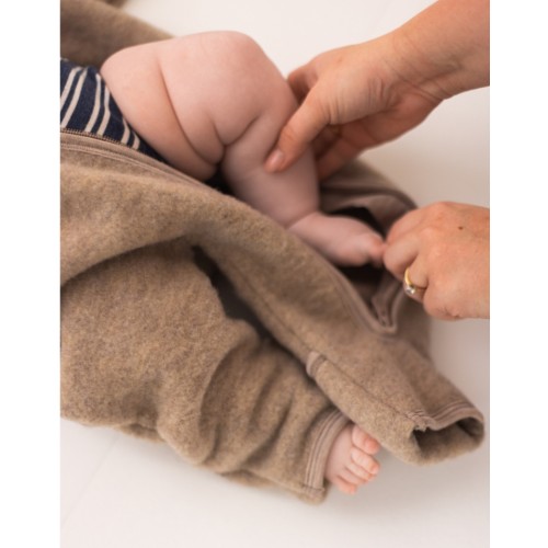 Heldragt Med Lynlås 100 Merino Uld Oeko-texâ Beige Melange 62 68 Beige Melange