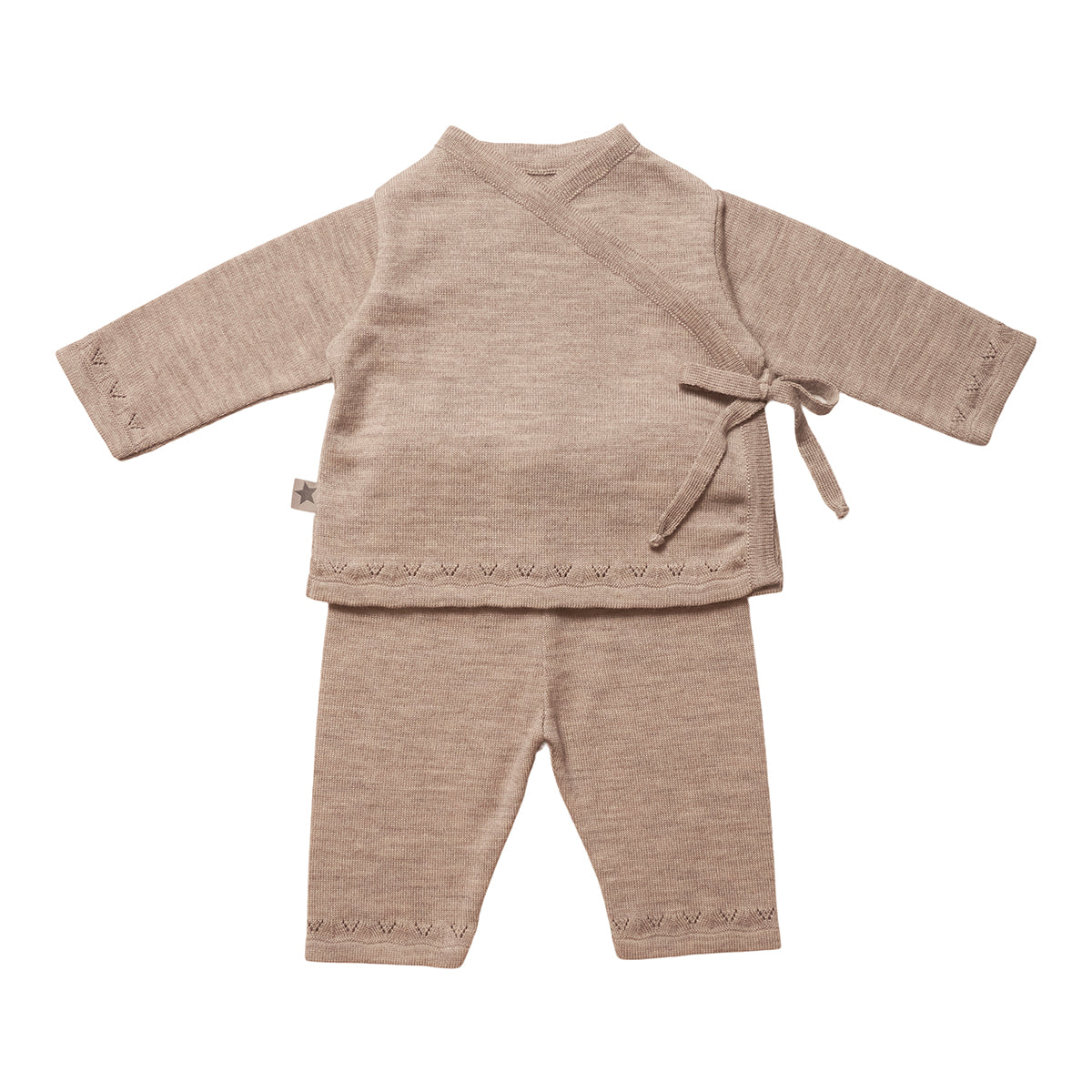 Huttelihut Lani Sæt Baby Bluse   Bukser Uld Camel 56-62 Cm