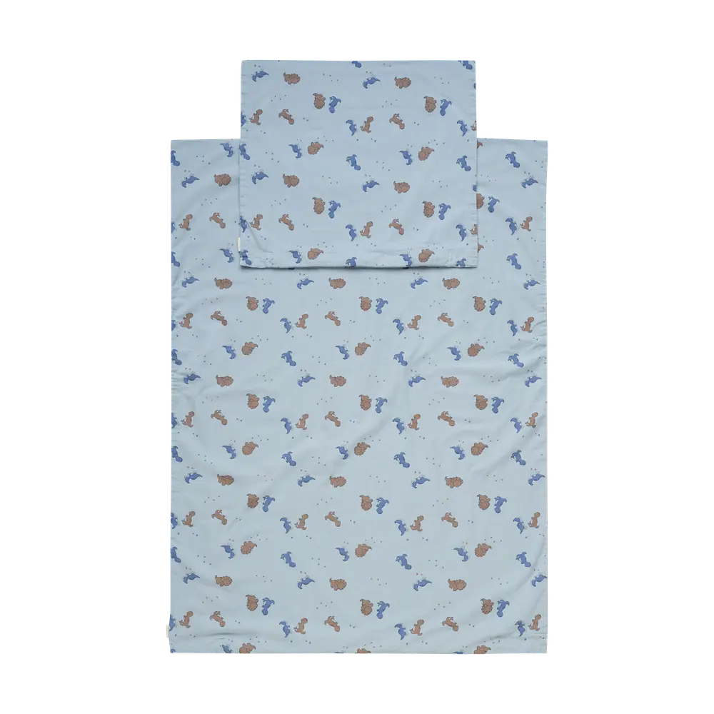 Junior Sengetøj 100x140 Dino Blue Fog