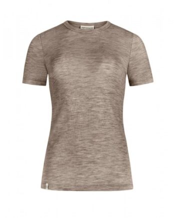 Kortærmet  -shirt Til Dame   100  Merino Uld Beige Melange Xs