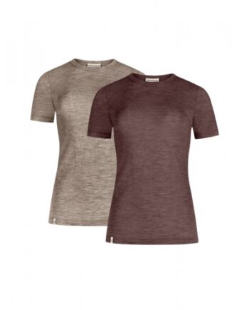 Kortærmet  -shirt Til Dame   100  Merino Uld   -pak Xs Beige Plum Melange