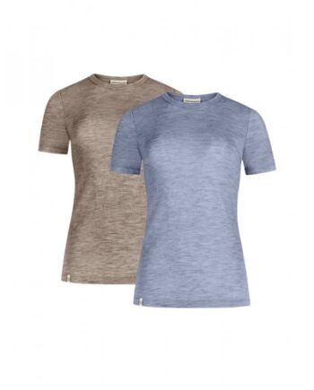 Kortærmet  -shirt Til Dame   100  Merino Uld   -pak Xs Light Blue Beige Melange