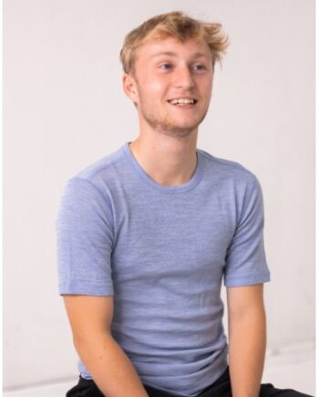 Kortærmet  -shirt Til Herre   100  Merino Uld   Light Blue Melange