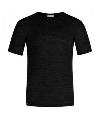 Kortærmet  -shirt Til Herre   100  Merino Uld  1x1 Rib Black