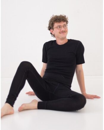 Kortærmet  -shirt Til Herre   100  Merino Uld  1x1 Rib Black