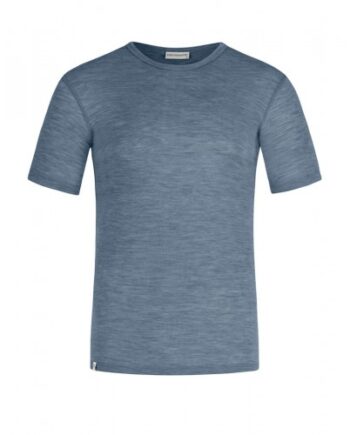Kortærmet  -shirt Til Herre   100  Merino Uld  1x1 Rib Blue Melange