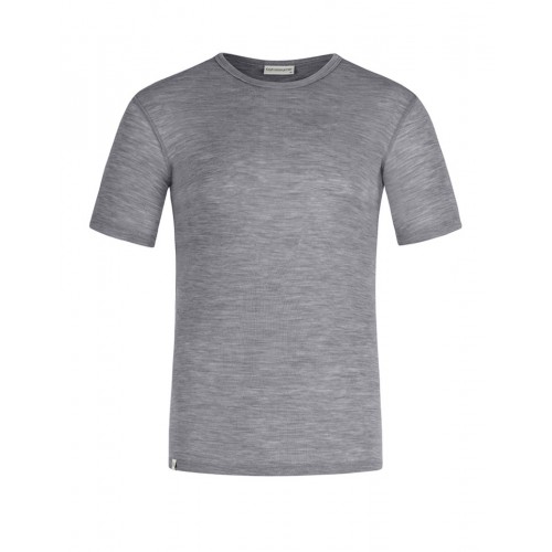 Kortærmet -shirt Til Herre 100 Merino Uld 1x1 Rib Grey Melange