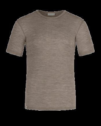 Kortærmet  -shirt Til Herre   100  Merino Uld  1x1 Rib Light Brown Melange