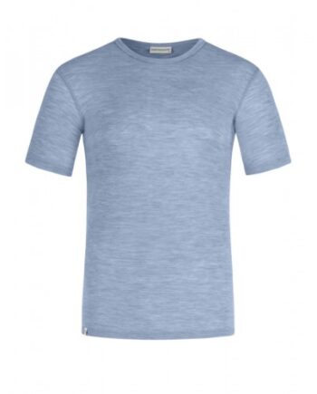 Kortærmet  -shirt Til Herre   100  Merino Uld  1x1 Rib   Light Blue Melange