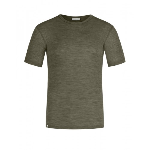 Kortærmet -shirt Til Herre 100 Merino Uld 1x1 Rib Moss Melange