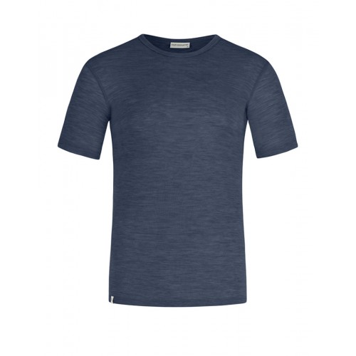 Kortærmet -shirt Til Herre 100 Merino Uld 1x1 Rib Navy Melange