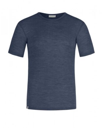 Kortærmet  -shirt Til Herre   100  Merino Uld  1x1 Rib Navy Melange