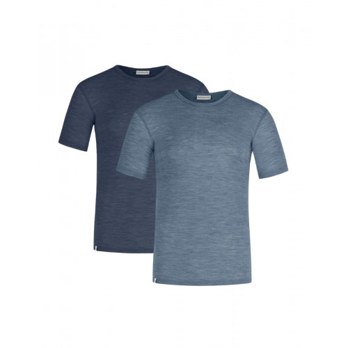 Kortærmet -shirt Til Herre 100 Merino Uld -pak Navy-blue