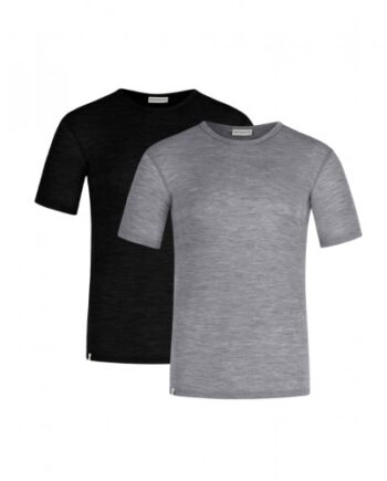 Kortærmet  -shirt Til Herre   100  Merino Uld   -pak   Black-grey