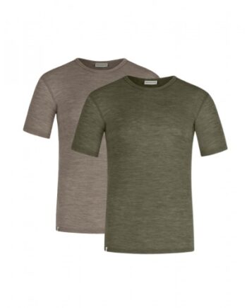 Kortærmet  -shirt Til Herre   100  Merino Uld   -pak   Moss-light Brown