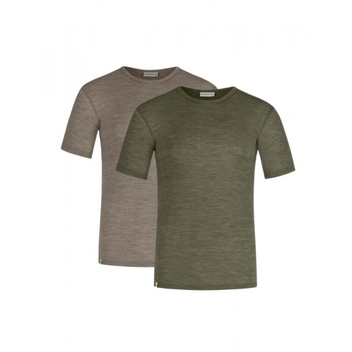 Kortærmet -shirt Til Herre 100 Merino Uld -pak Moss-light Brown