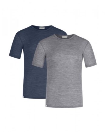 Kortærmet  -shirt Til Herre   100  Merino Uld   -pak   Navy-grey