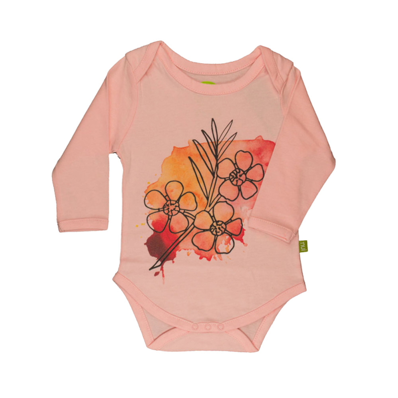 Langærmet Body Lys Melon Med Blomsterprint
