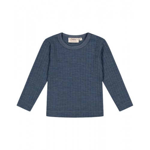 Langærmet -shirt 100 Merino Uld Oeko-texâ Blue Melange 86