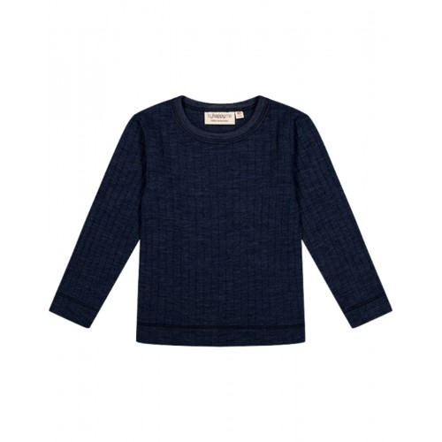 Langærmet -shirt 100 Merino Uld Oeko-texâ Navy Melange 80