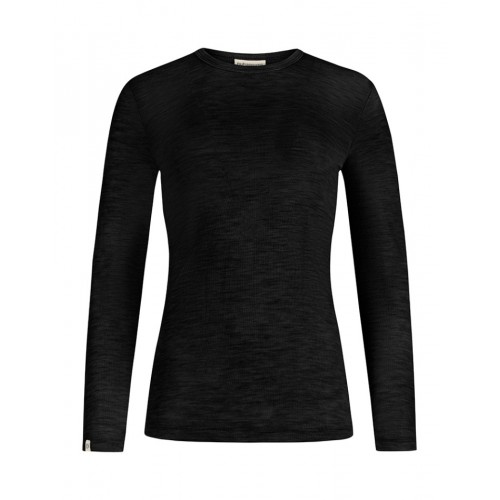 Langærmet -shirt Til Dame 100 Merino Uld Black