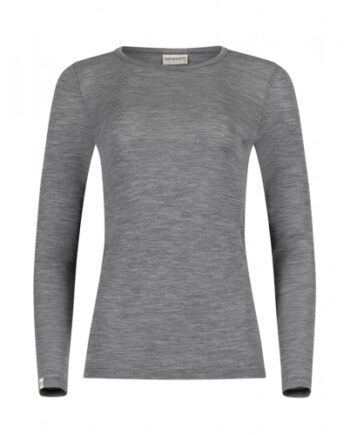 Langærmet  -shirt Til Dame   100  Merino Uld Grey Melange