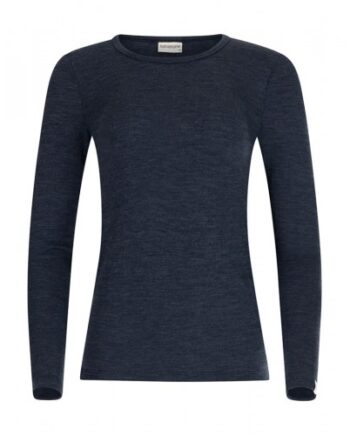 Langærmet  -shirt Til Dame   100  Merino Uld Navy Melange