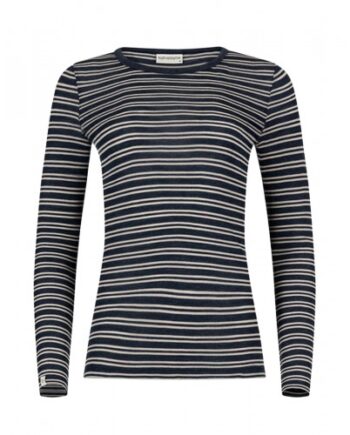 Langærmet  -shirt Til Dame   100  Merino Uld   Navy Nature Melange