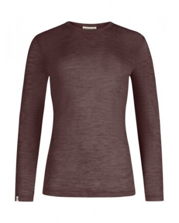 Langærmet  -shirt Til Dame   100  Merino Uld Plum Melange